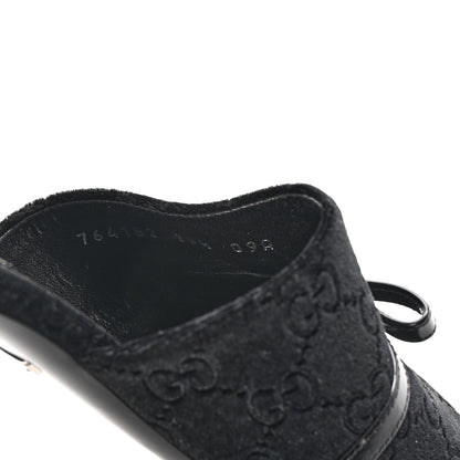 Gucci New Velvet Ashmir Regent Calfskin GG Monogram Square Toe Bow 45mm Slide Sandals 39.5 Black 9 of 10