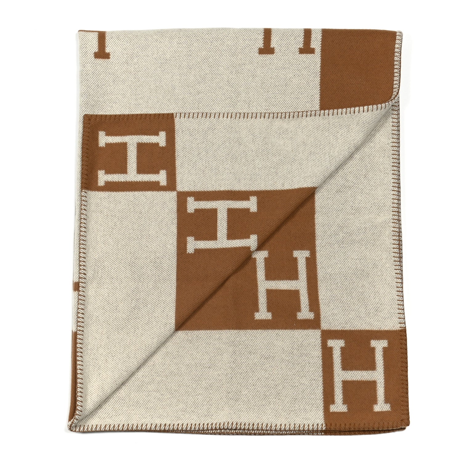 Hermes Wool Cashmere Avalon Blanket Ecru Camel 2 of 3