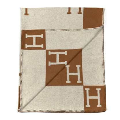 Hermes Wool Cashmere Avalon Blanket Ecru Camel 2 of 3