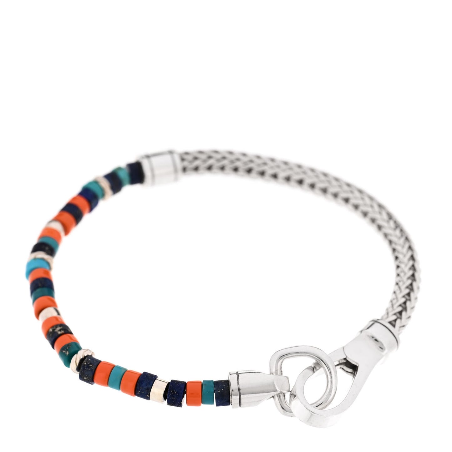 Sterling Silver Multi Gem Heishi Chain Bracelet