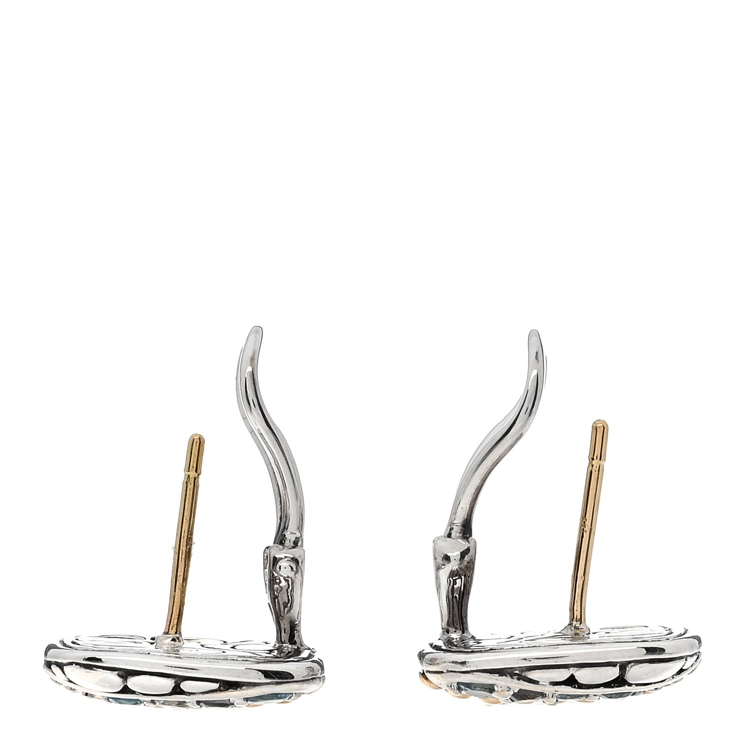 John Hardy Sterling Silver 18K Yellow Gold Blue Topaz Iolite Aquamarine Kali Lavafire Earrings 3 of 4