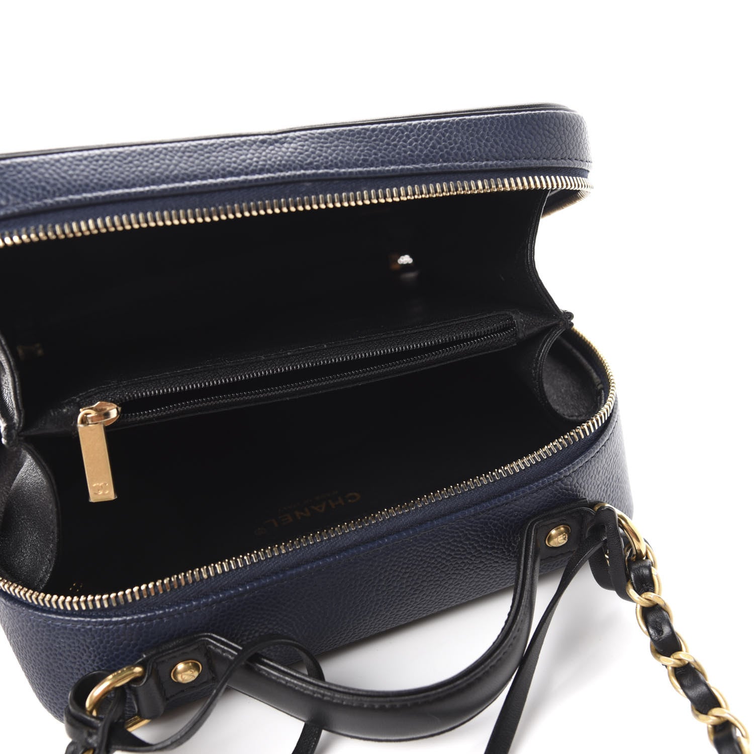 Chanel Caviar Quilted Medium CC Filigree Vanity Case Navy Black 5 of 11