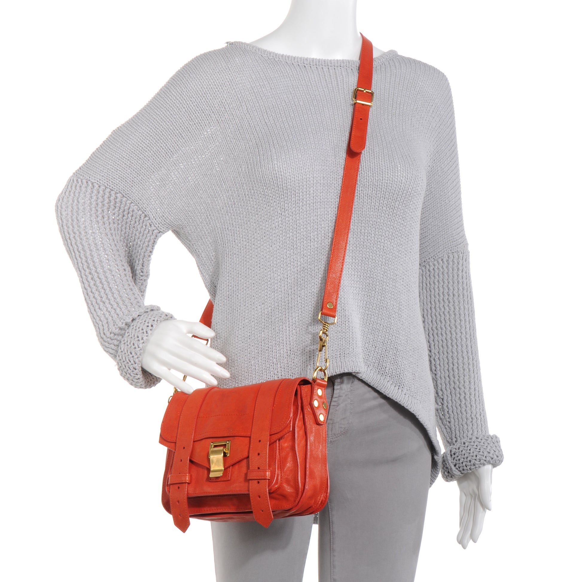 Proenza Schouler Leather PS1 Mini Pouch Messenger Bag Orange 2 of 11
