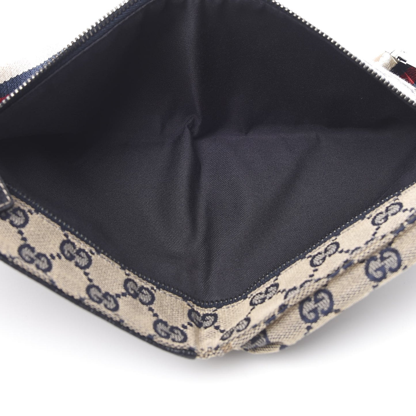 GG Monogram Web Double Pocket Belt Bag Navy