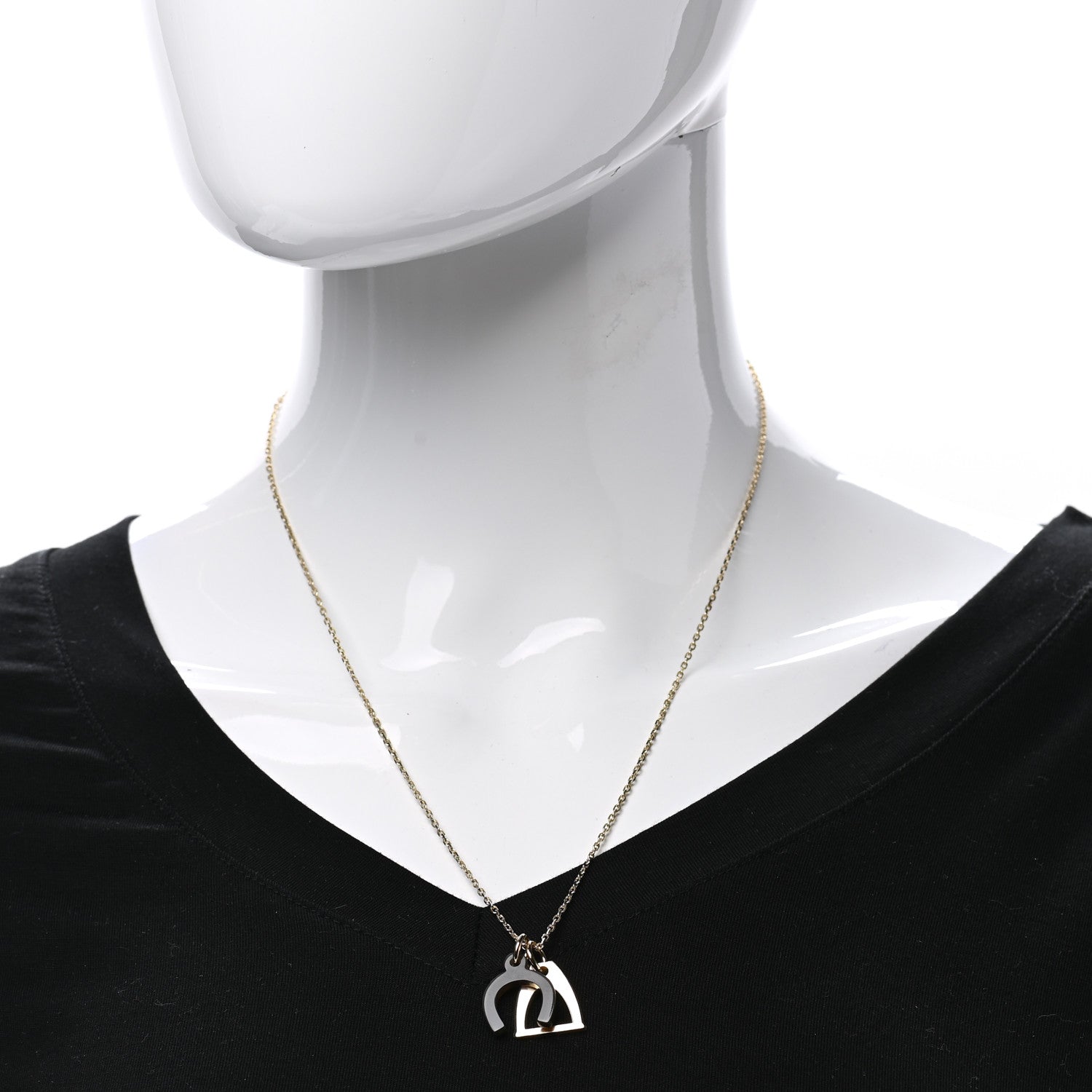 Hermes Permabrass Buffalo Horn Amulette Equestre PM Pendant Necklace Gold 2 of 8