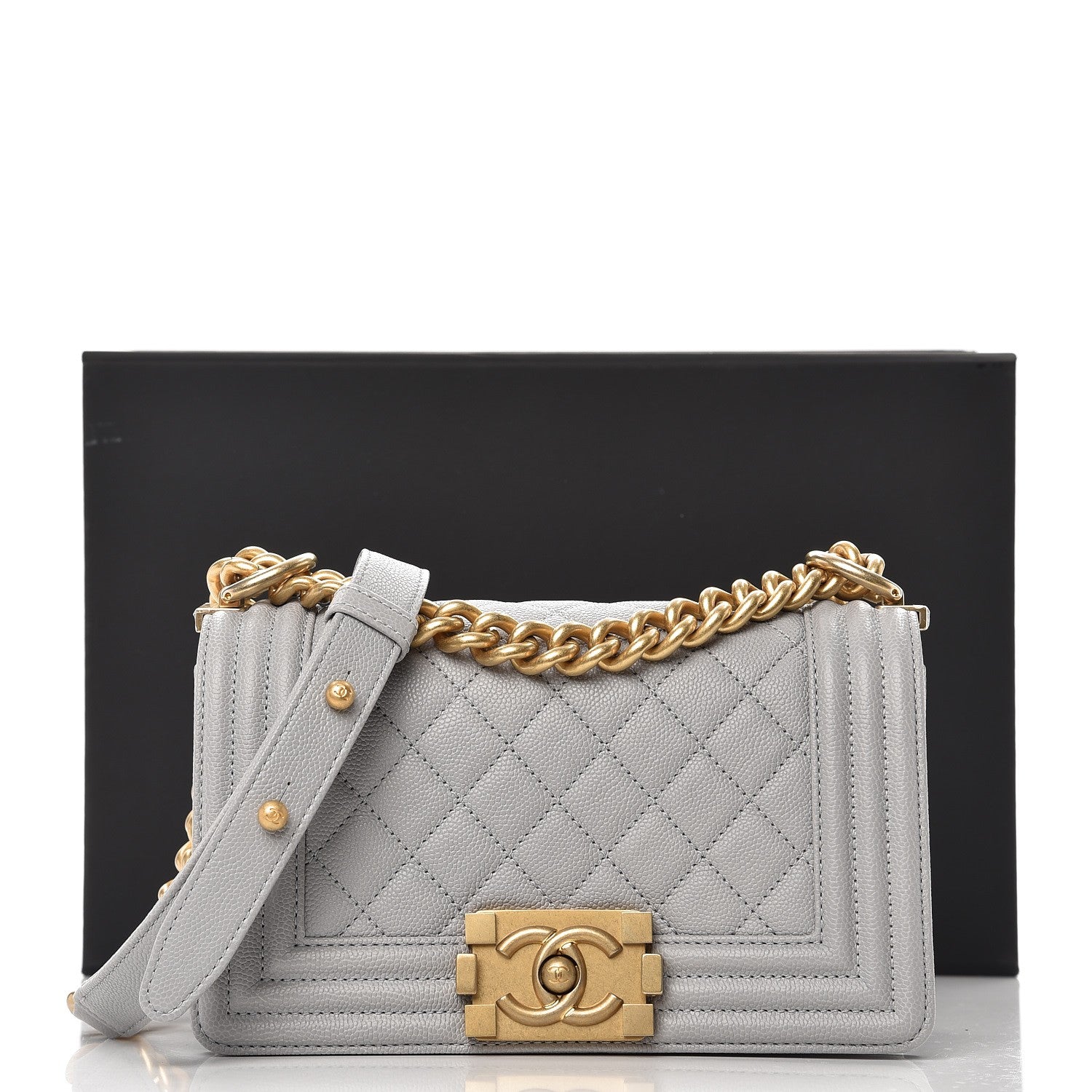Chanel Caviar Quilted Small Boy Flap Grey 8 of 8