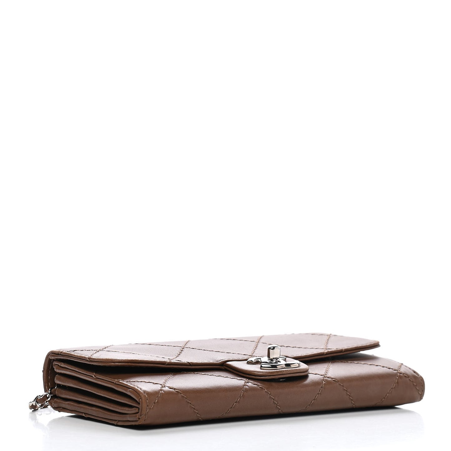 Lambskin Stitched Orient Express Wallet on Chain WOC Brown