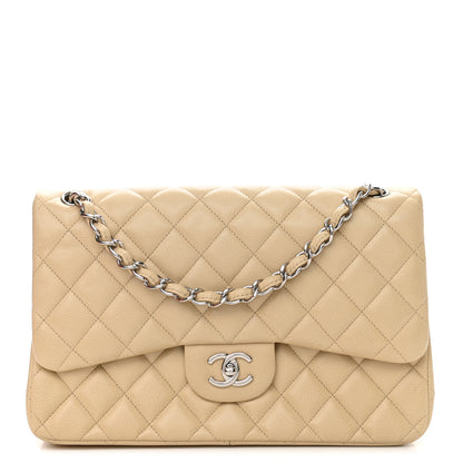 Chanel Caviar Quilted Jumbo Double Flap Light Beige 1 of 14