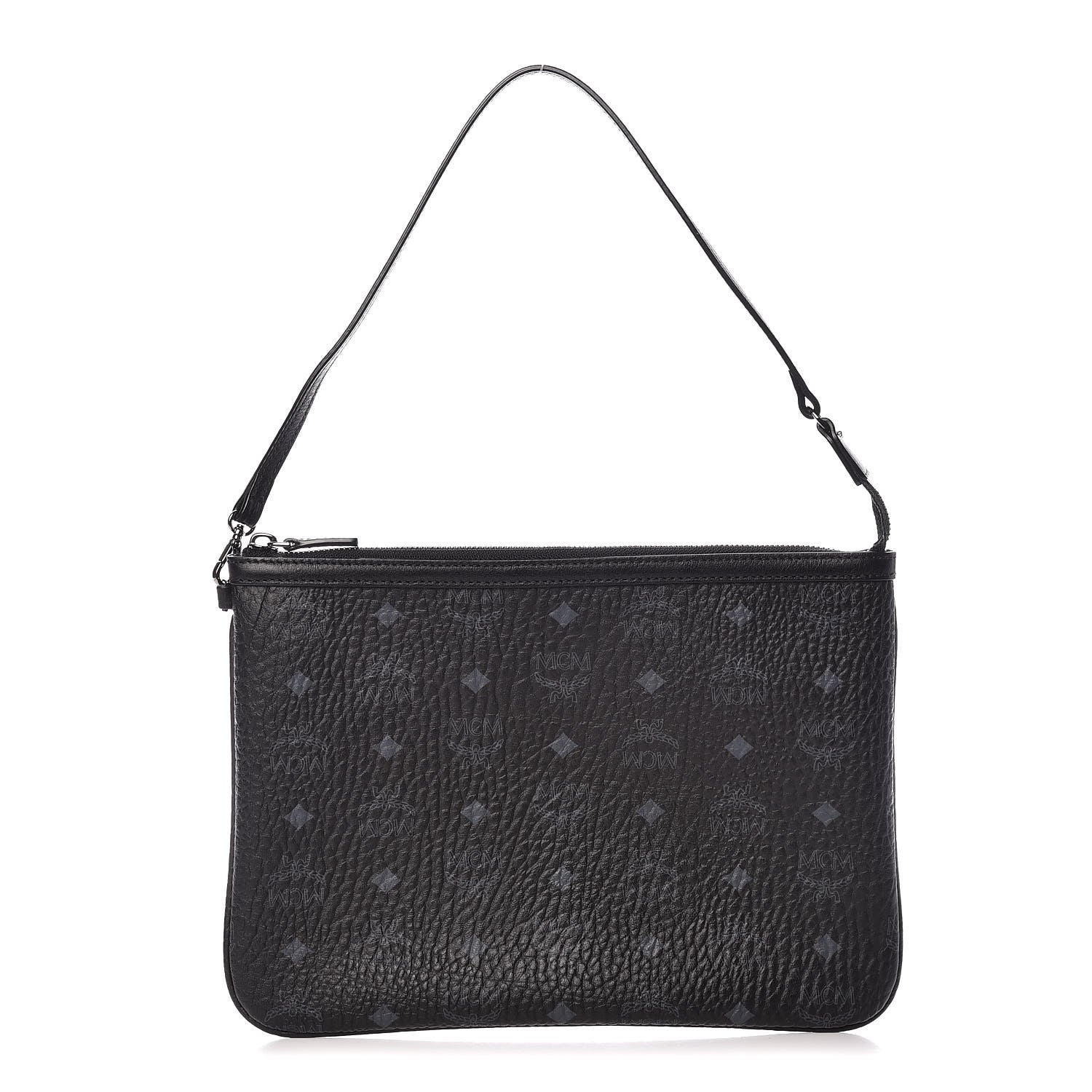 MCM Visetos Liz Shopper Tote Pouch Black 1 of 10