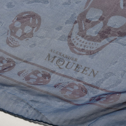 Alexander McQueen Silk Chiffon Skull Scarf Blue 4 of 5