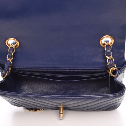 Chanel Calfskin Chevron Quilted Rectangular Mini Flap Dark Blue 5 of 9