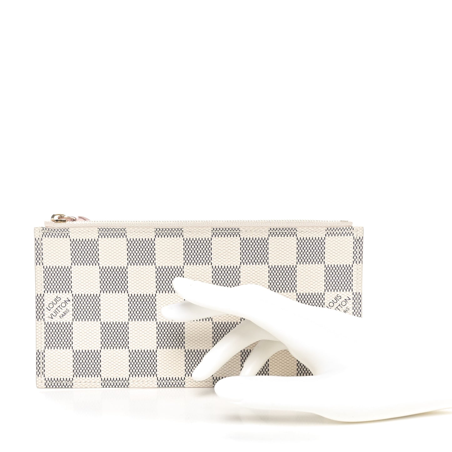 Damier Azur Felicie Chain Wallet Zippered Insert Rose Ballerine