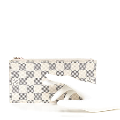 Louis Vuitton Damier Azur Felicie Chain Wallet Zippered Insert Rose Ballerine 2 of 7