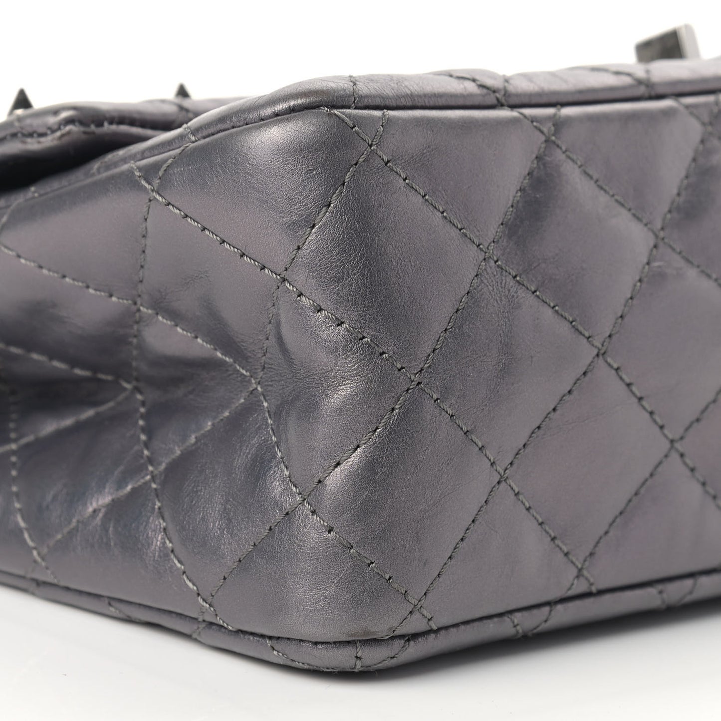 Metallic Aged Calfskin Quilted Studded 2.55 Reissue 226 Flap Dark Silver