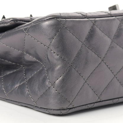 Chanel Metallic Aged Calfskin Quilted Studded 2.55 Reissue 226 Flap Dark Silver 7 of 15