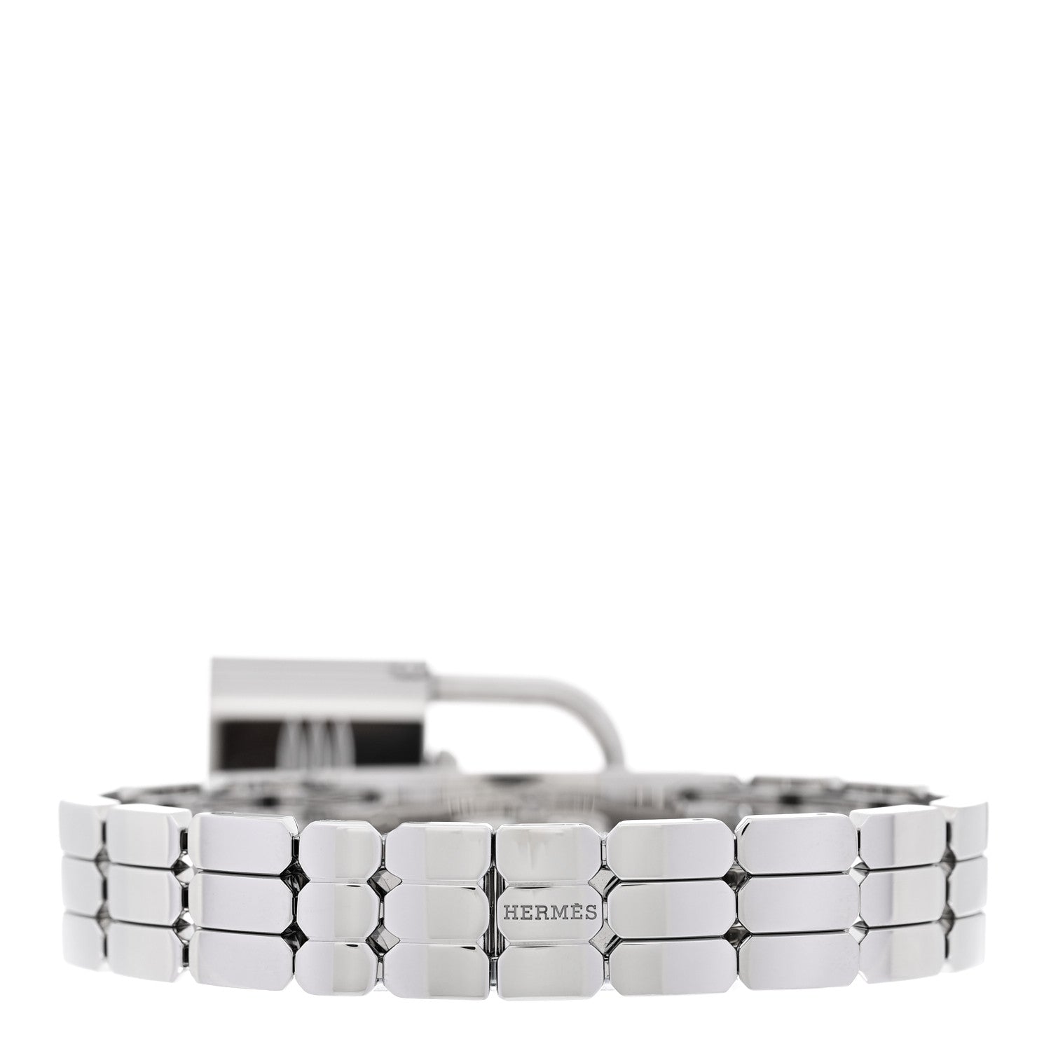 Hermes Stainless Steel Diamond Pave 16mm Kelly Quartz Watch 3 of 7
