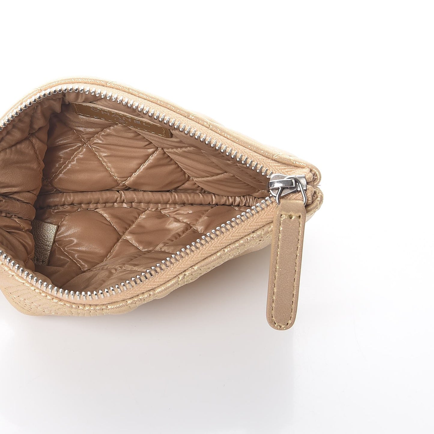 Metallic Lambskin Star Embossed Coin Purse Case Gold