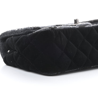 Chanel Wool Velvet Crystal Studded Mini Rectangular Flap Grey Black 9 of 12