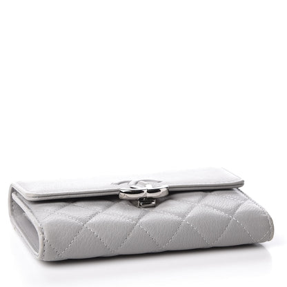 Chanel Goatskin Quilted CC Box Flap Wallet Grey 3 of 11