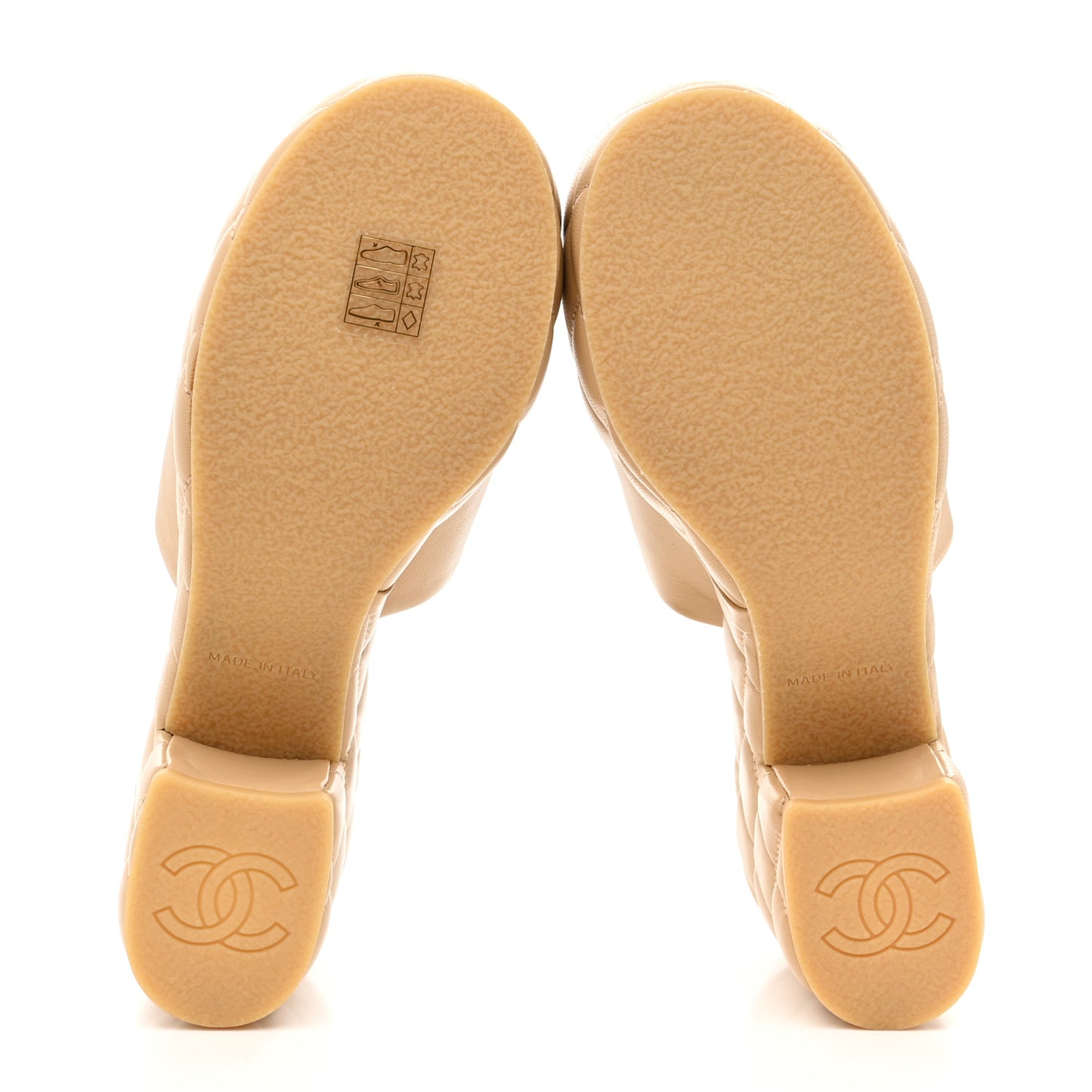 Lambskin Quilted CC Platform Mules 37.5 Beige