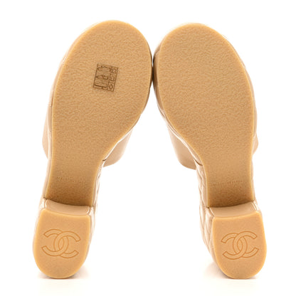 Chanel Lambskin Quilted CC Platform Mules 37.5 Beige 6 of 10