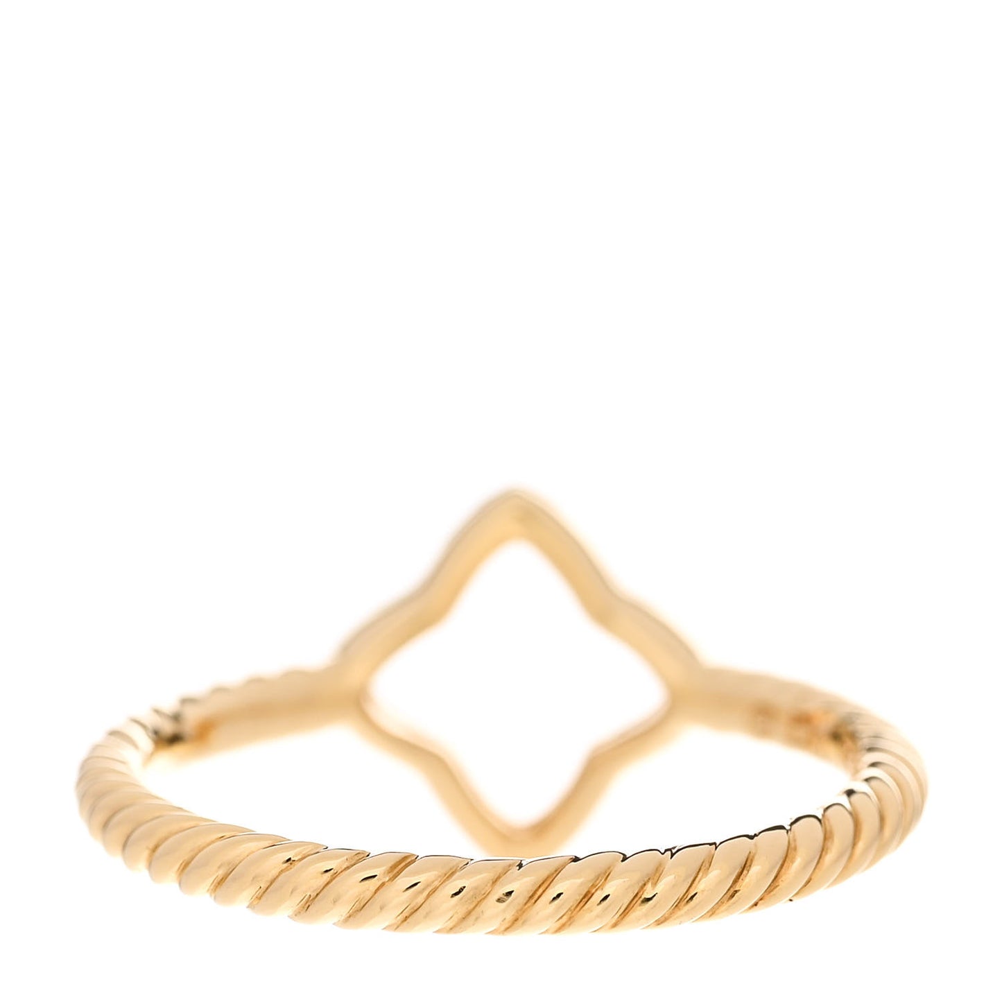 18K Yellow Gold Diamond Open Quatrefoil Ring 56 7.75