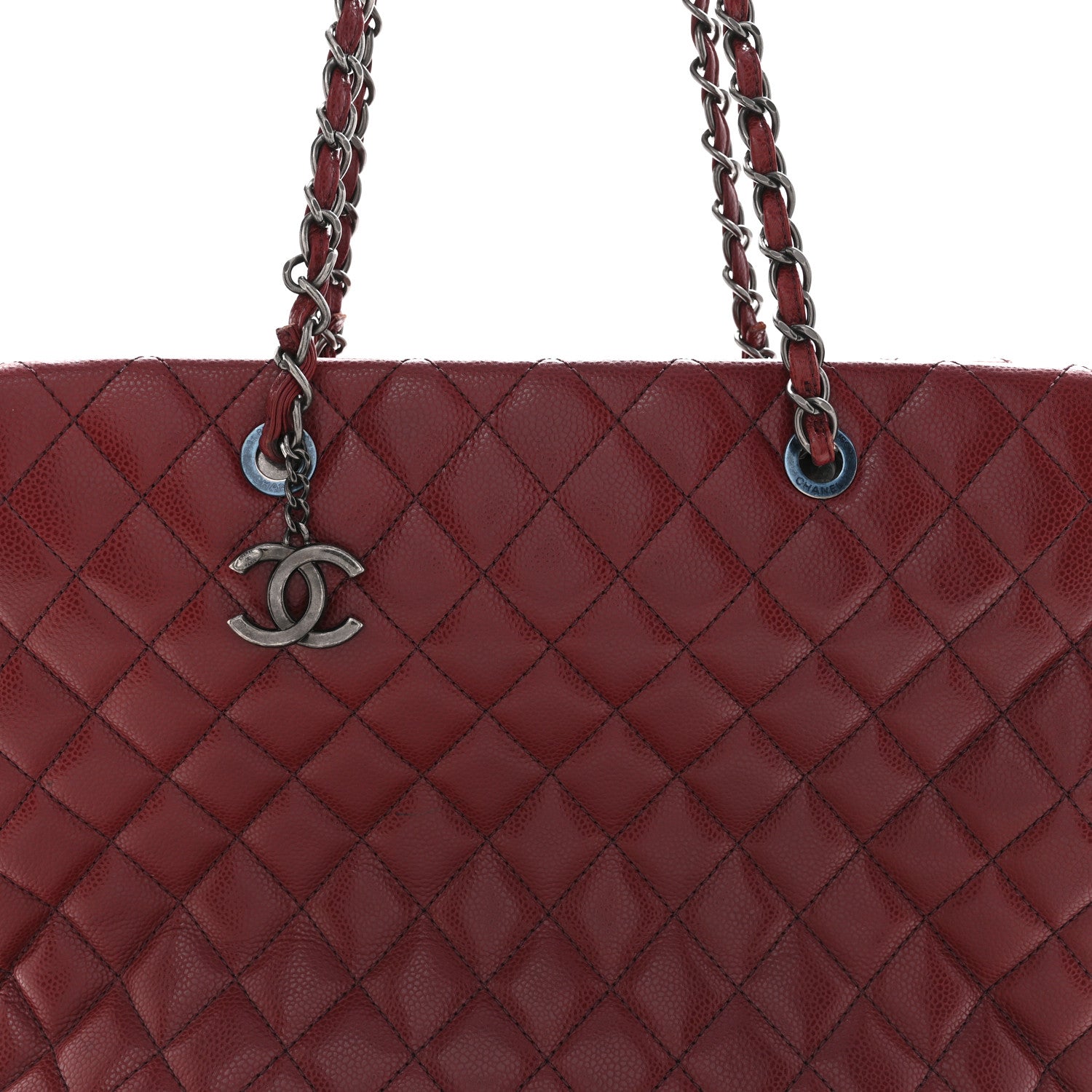Chanel Caviar Quilted City Shopping Tote Dark Red 8 of 14