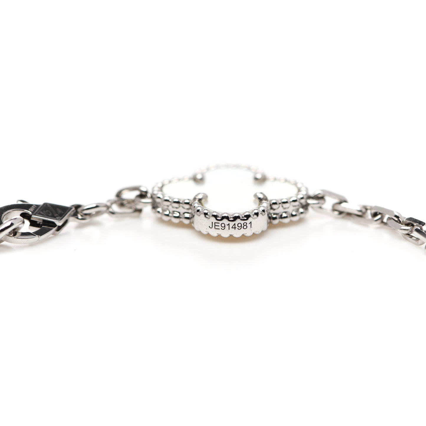18K White Gold Mother of Pearl 5 Motifs Vintage Alhambra Bracelet