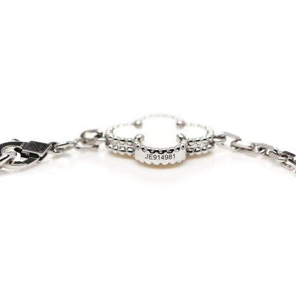 Van Cleef & Arpels 18K White Gold Mother of Pearl 5 Motifs Vintage Alhambra Bracelet 3 of 5