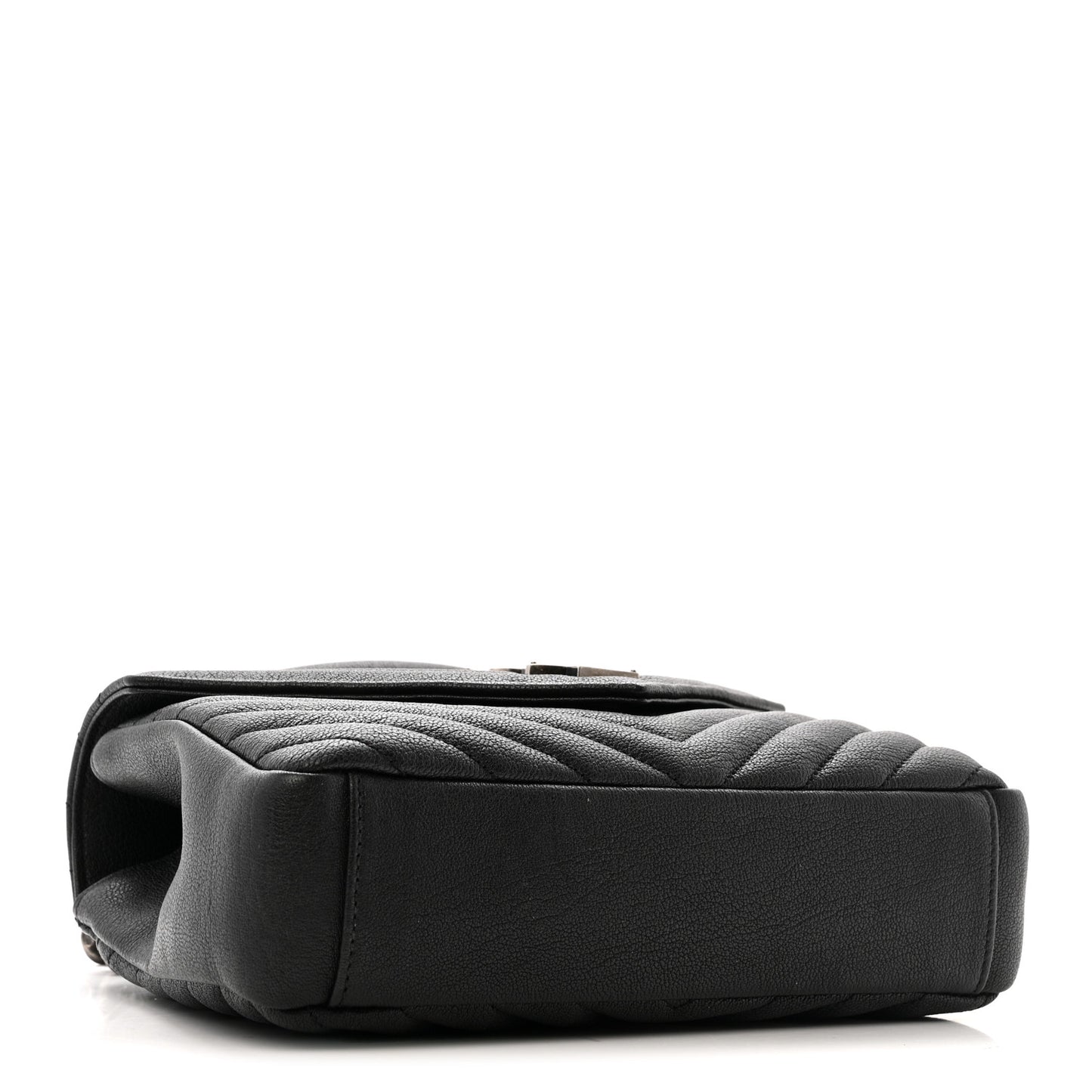 Sheepskin Matelasse Chevron Monogram Medium College Bag Black