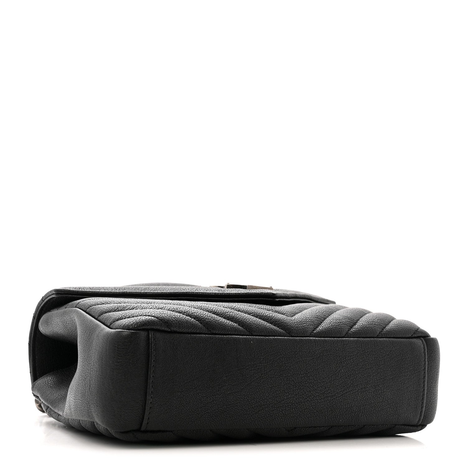 Saint Laurent Sheepskin Matelasse Chevron Monogram Medium College Bag Black 4 of 13