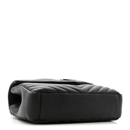 Saint Laurent Sheepskin Matelasse Chevron Monogram Medium College Bag Black 4 of 13