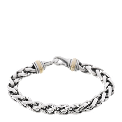 David Yurman Sterling Silver 18K Yellow Gold 8mm Wheat Chain Bracelet 1 of 4