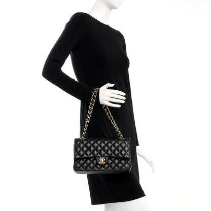 Chanel Lambskin Quilted Medium Double Flap Black 2 of 7