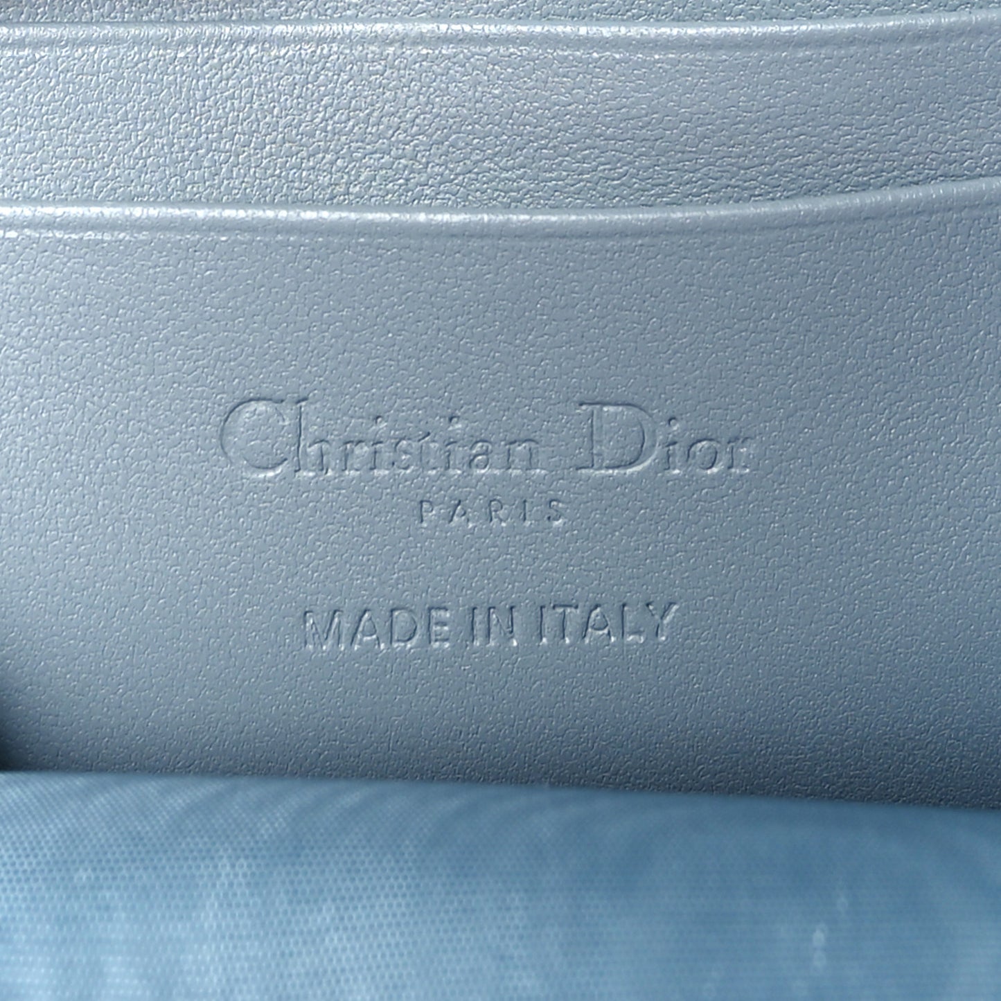 Lambskin Cannage Lady Dior Phone Holder Cloud Blue