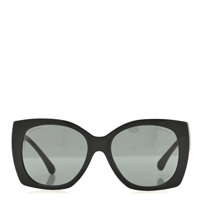 Chanel Acetate Square CC Heart Sunglasses 5519-A Black White 2 of 7