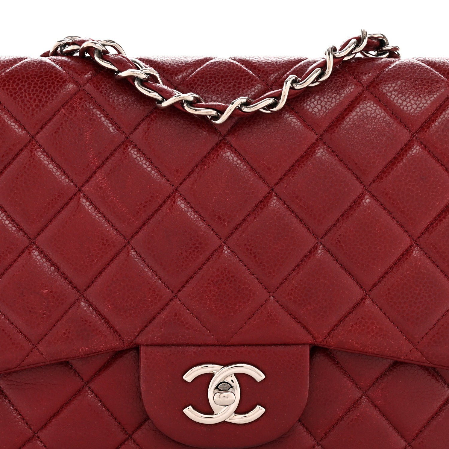 Chanel Caviar Quilted Jumbo Double Flap Dark Red 8 of 13