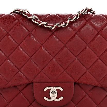 Chanel Caviar Quilted Jumbo Double Flap Dark Red 8 of 13