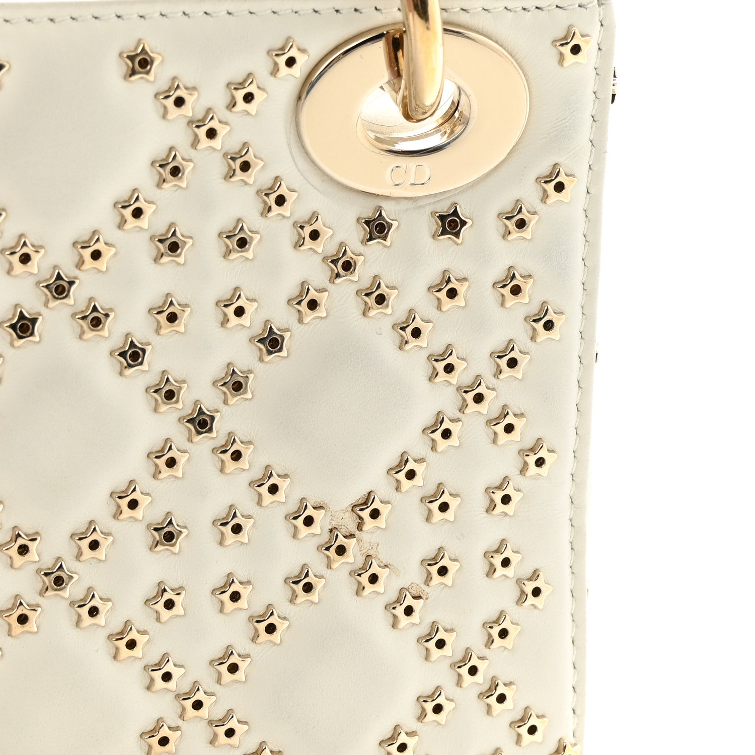 Christian Dior Lambskin Cannage Lucky Star Studded Mini Lady Dior White 16 of 17