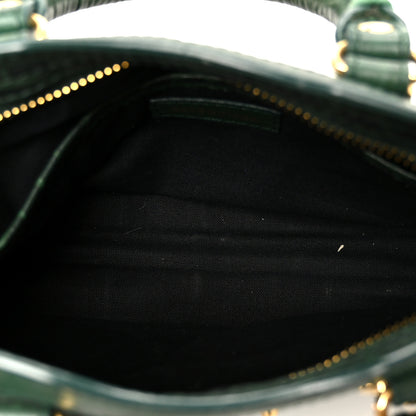 Balenciaga Shiny Supple Calfskin Crocodile Embossed Gold Metallic Edge Hardware Nano City Green 6 of 12