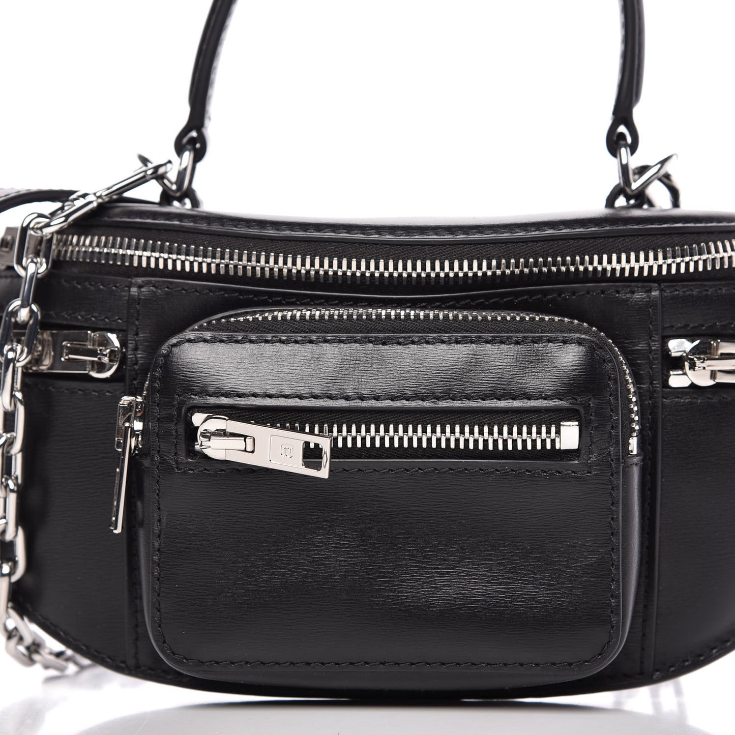 Calfskin Mini Attica Top Handle Belt Bag Black