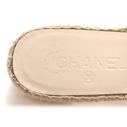 Chanel Iridescent Goatskin CC Espadrille Mules 39 Ivory Black 8 of 10