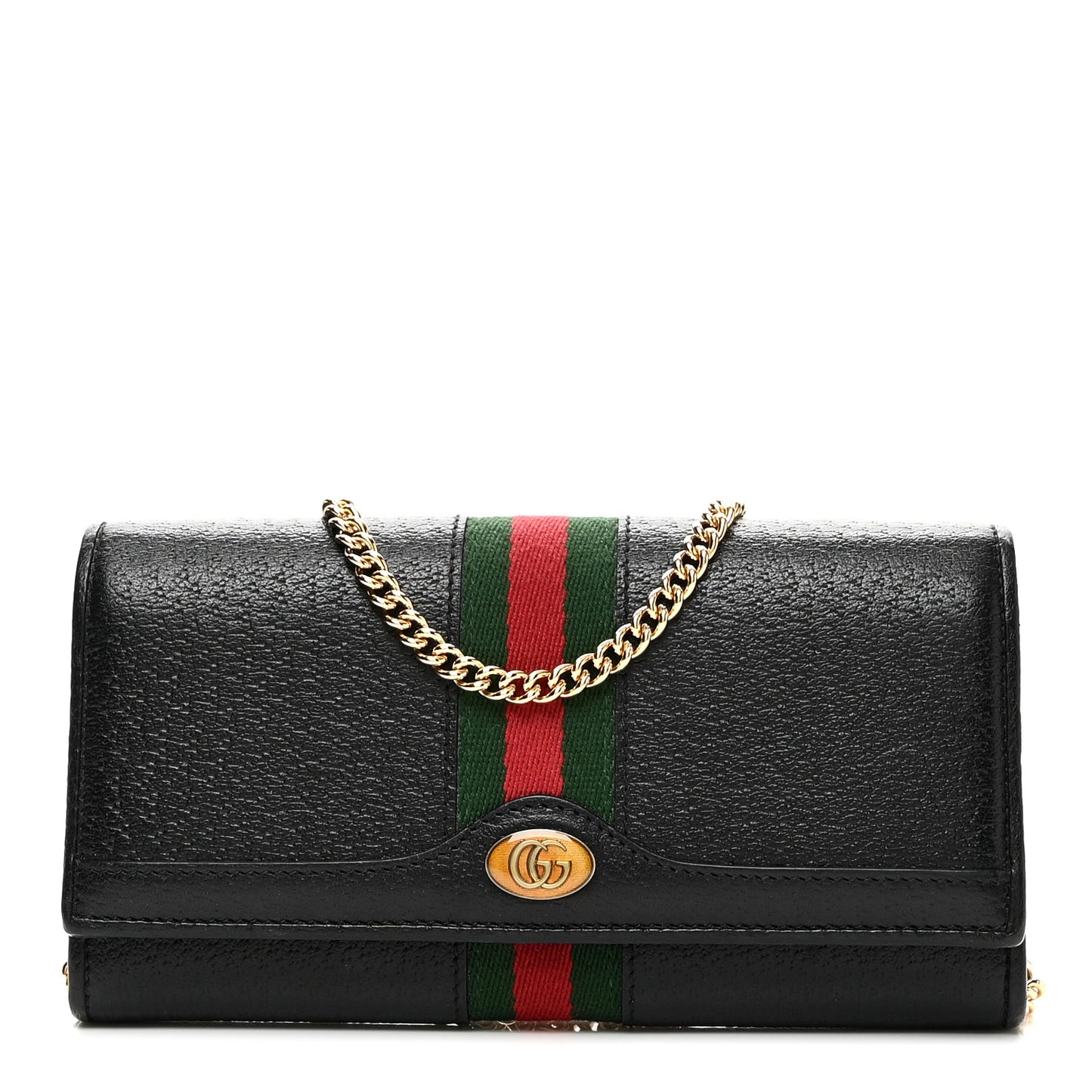 Textured Calfskin Web Ophidia Wallet On Chain Black