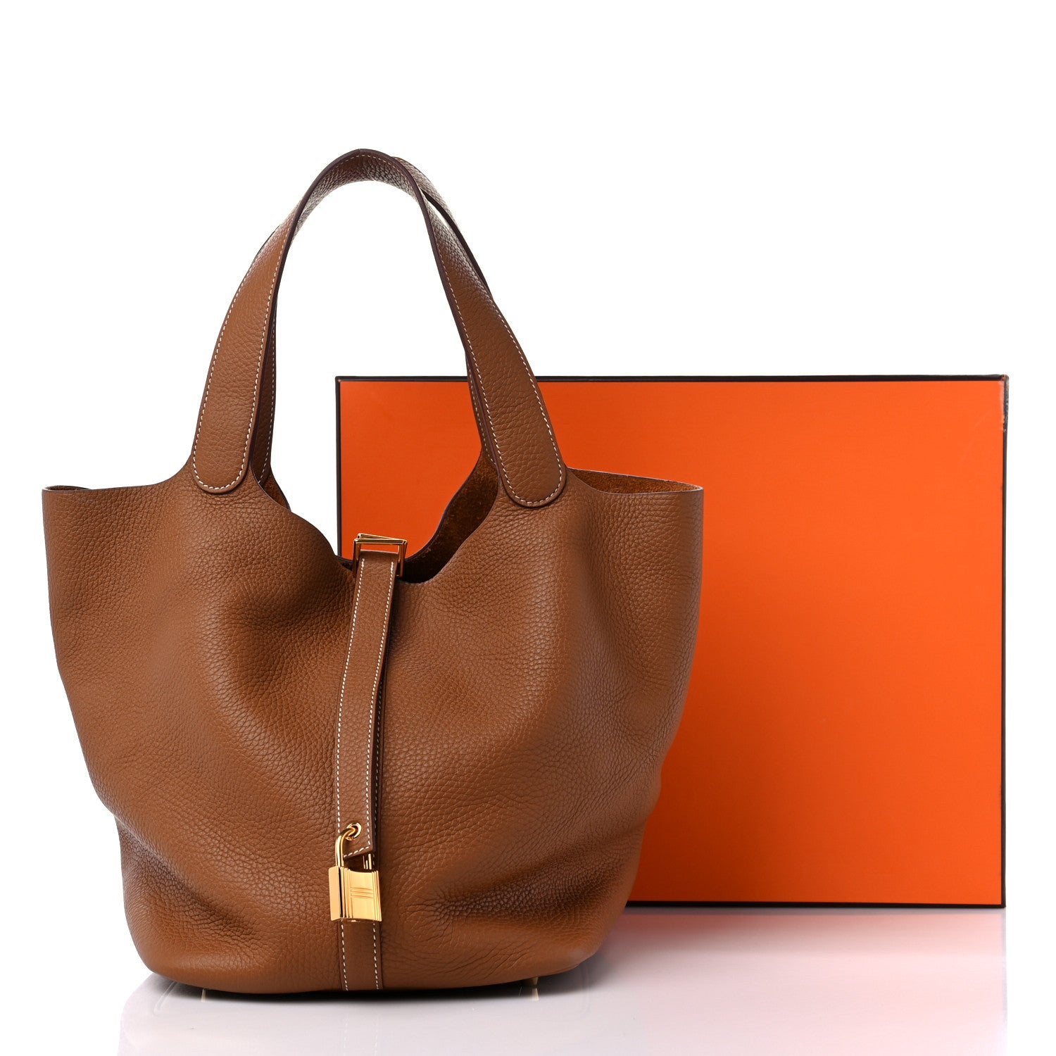 Hermes Taurillon Clemence Picotin Lock 26 GM Gold 10 of 10