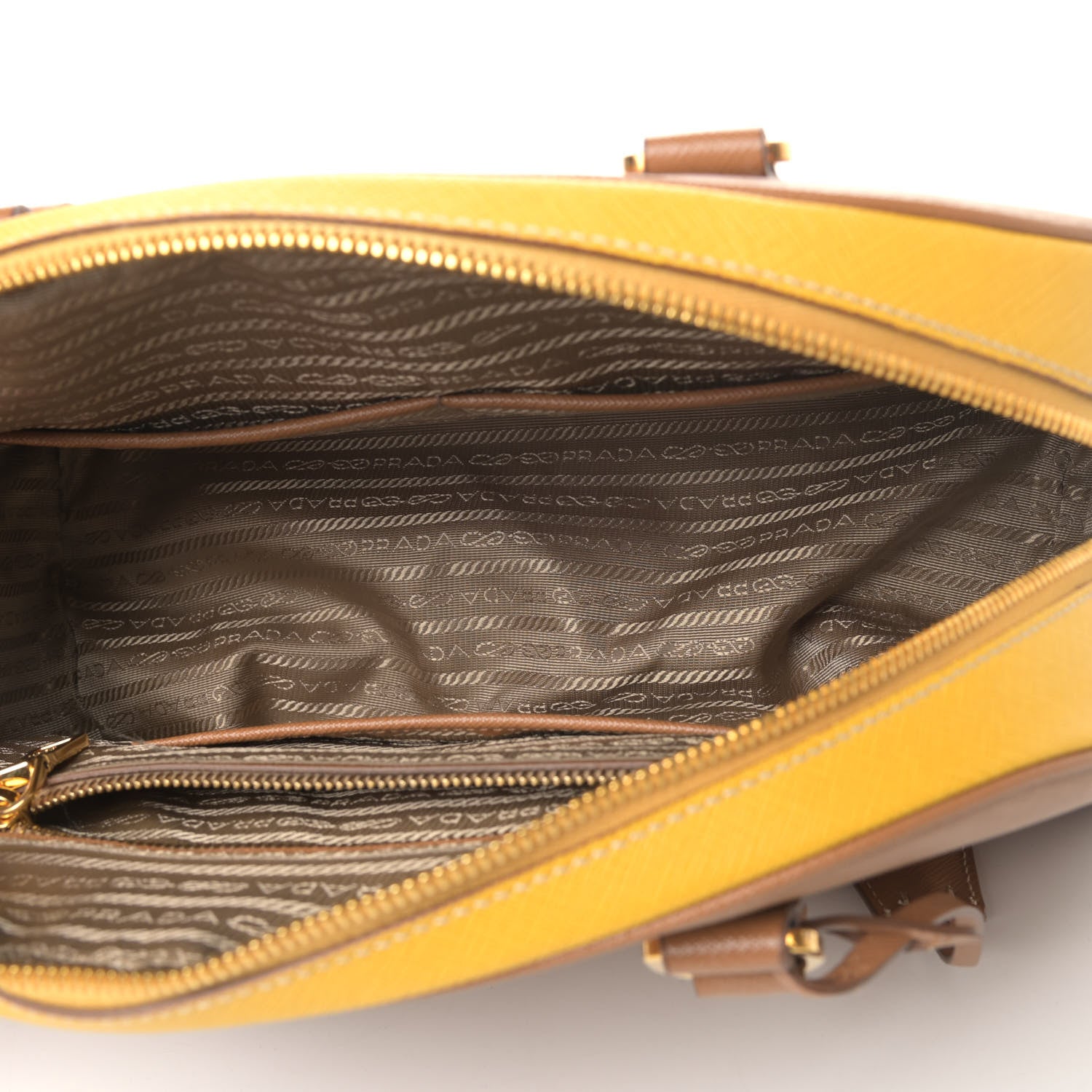 Prada Saffiano Lux Bauletto Caramel Mimosa 14 of 18