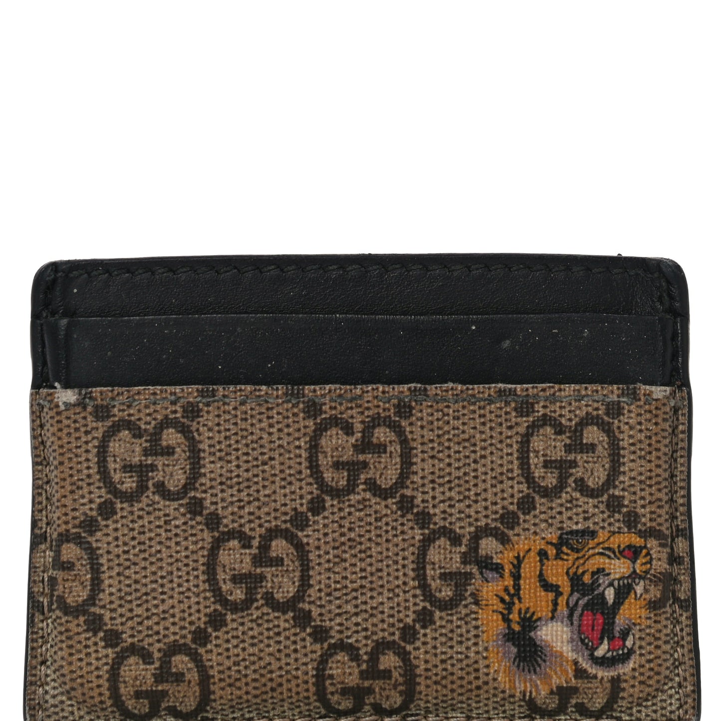 GG Supreme Monogram Tiger Print Card Holder Black
