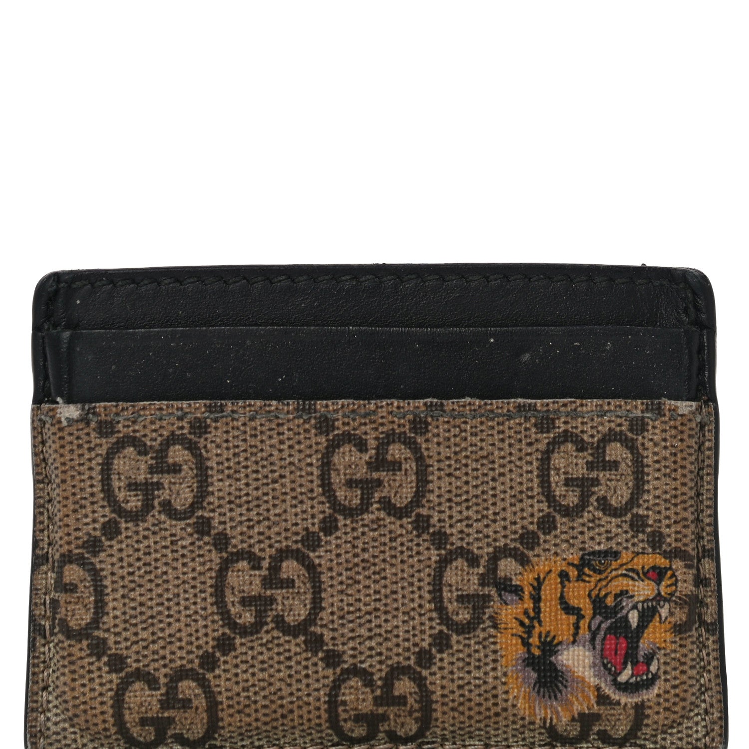 Gucci GG Supreme Monogram Tiger Print Card Holder Black 7 of 18