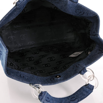 Chanel Denim Large CC Tote Dark Navy Blue 6 of 8