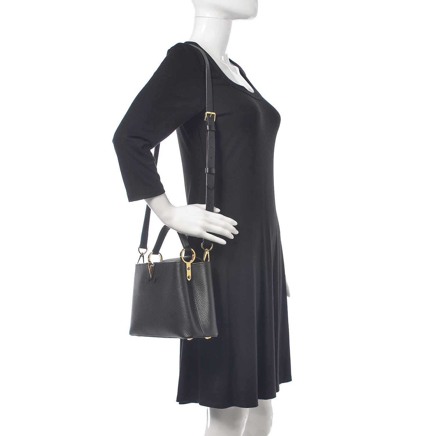 Louis Vuitton Taurillon Capucines BB Black 2 of 8