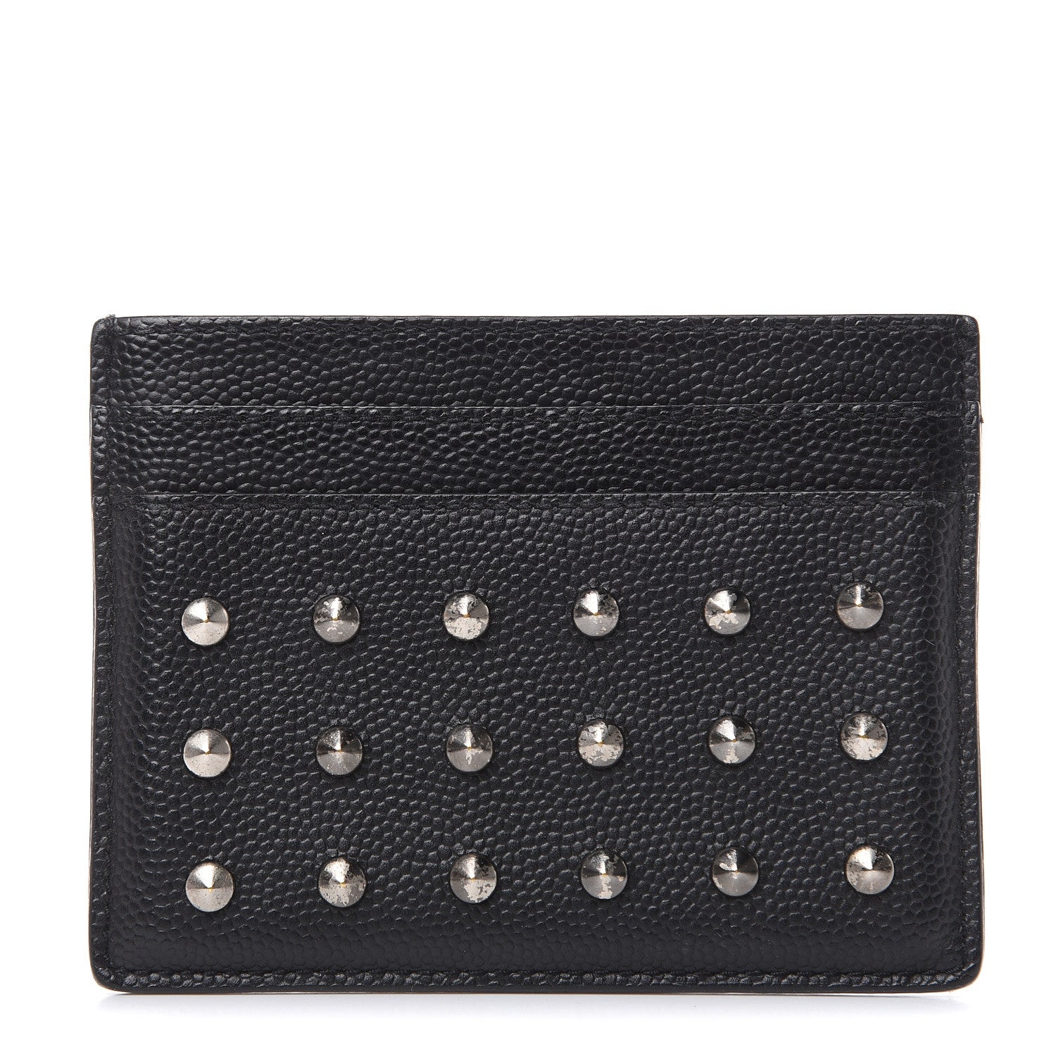 Saint Laurent Grain De Poudre Studded Card Case Black 1 of 7
